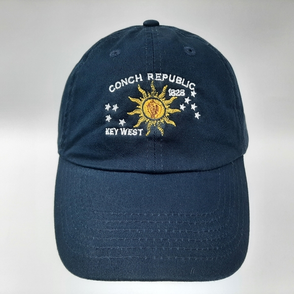 Conch Republic key west embroidered hat dad cap relaxed cotton navy blue - Picture 2 of 4